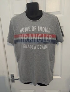 Wrangler Mens Grey Casual T Shirt Short Sleeve Logo Graphic UK XLarge - Picture 1 of 5