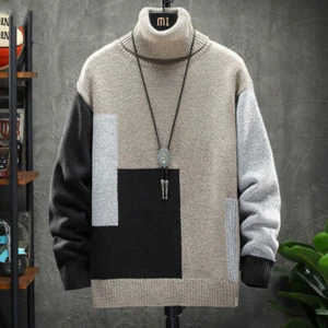 Men's Winter Turtleneck Sweater Pullover Tops Jumpers Knitted Long Sleeve Coat - Picture 1 of 3