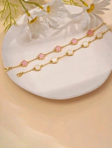 2er Set Glücksklee hübsches zierliches Kettenarmband - Bild 1 von 2