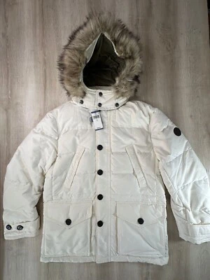 Polo Ralph Lauren Mens Coat L Faux Fur Water Repellent Hooded Down Parka $598 - Image 1 of 4