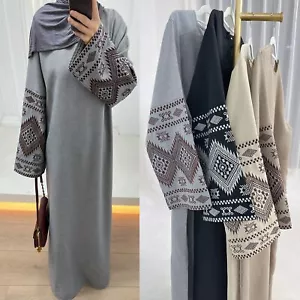 Kaftan Abaya Dubai Women Long Dress Muslim Robe Modest Islamic Gown Clothing - Foto 1 di 19