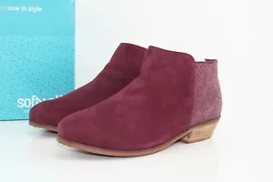 Botas zuecas para mujer SoftWalk Rocklin de tela punta redonda al tobillo, borgoña, talla 6,0 - Imagen 1 de 12