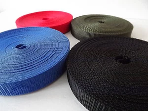 20mm Polypropylene Webbing 10m 20m 50m and 100 Metre Rolls Grey Black Red White - Picture 1 of 50