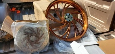 custom harley-davidson rims 21x3.25 front and 18x5.5 rear, matching rotors - Image 1 of 4