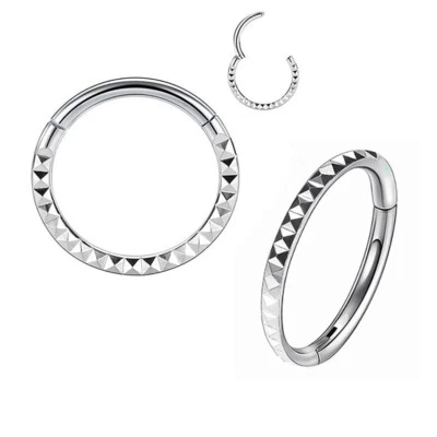New Titanium Ring Batch Flowers Nose Rings G23 6/8/10/12mm Body Piercing Jewelry - Image 1 of 4