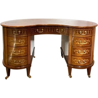 Fine English Maple & Co. Edwardian Inlaid Kingswood, Satinwood Desk c. 1905 - Image 1 of 4