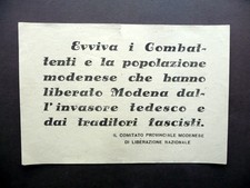 Volantino CLN Modena Comitato Provinciale Liberazione 1945 WW2 Guerra Resistenza