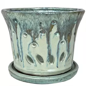 6Inch Orchid Pot with Drainage Hole Large round Orchid Planter (Silvery White) - Picture 1 of 7