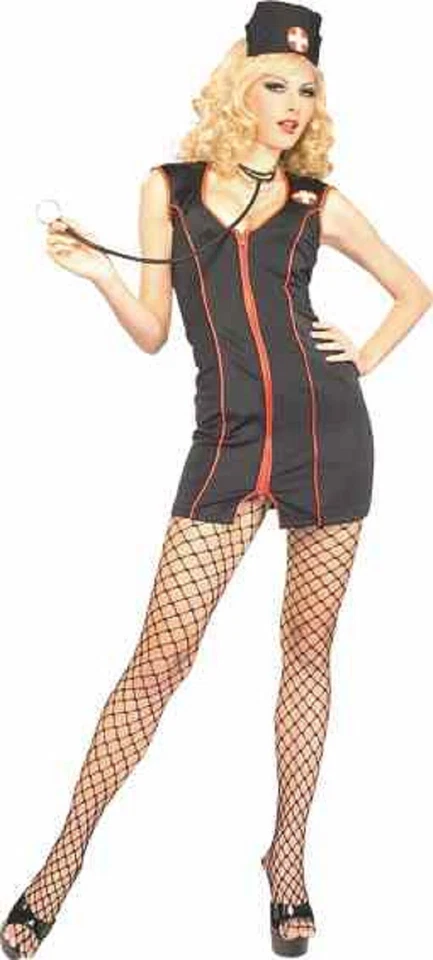 Miss Diagnosed Nurse Doctor Black Fancy Dress Up Halloween Sexy Adult Costume - Image 1 of 2
