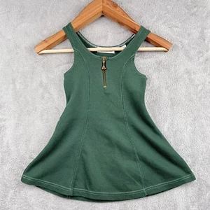 Vintage Christie Brooks Sleeveless Dress Girls 5/6 Kelly Green Gold Zipper 90s - Picture 1 of 10