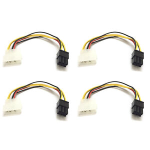 4Pack  4-Pin Molex to 6-Pin PCI-Express Video Card Power Converter Adapter Cable