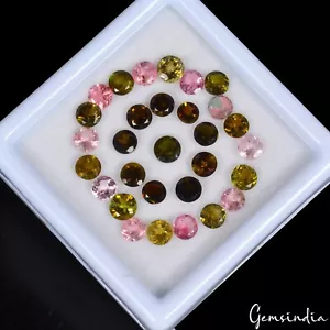 7.60 Ct/30 Pcs Natural Untreated Multi Color Tourmaline Round Cut Loose Gems Lot - Picture 1 of 5