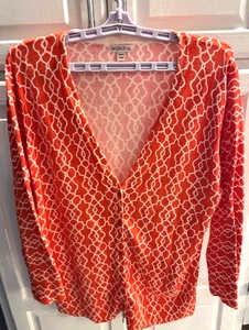 Merona Damen Pullover XXL. Orange Baumwollmischung lange Ärmel V-Ausschnitt kostenloser Versand - Bild 1 von 6