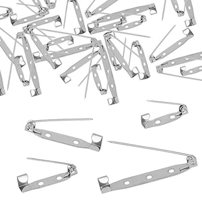 Piezas Broche Alfileres, Paquete de 4 Tamaños de Alfileres Safty, Cierre Trasero Seguro Plateado con 30 Foto 1 de 4