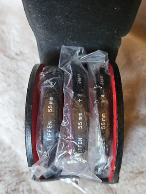 Tiffen 55mm Close-Up Lens Filter Set~ 3pc~ +1, +2, +4 Filter Set w/Case*NOS  - Image 1 of 3
