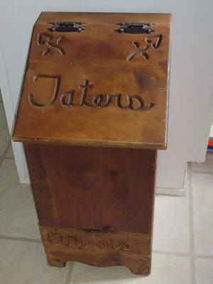 Armário de armazenamento vintage de batatas cebolas lixeira fazenda campo caixa de madeira - Imagem 1 de 4