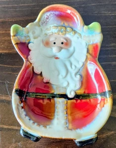 Adorabile Gibson ceramica smaltata Babbo Natale cucchiaio riposo noce piatto caramelle smalto marrone quasi nuovo - Foto 1 di 3