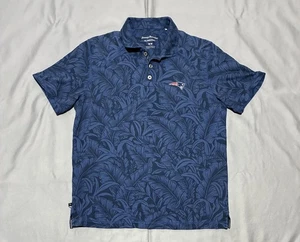 Tommy Bahama Shirt Mens Mediume Blue Aloha Polo Floral Shadow Print Islandzone - Picture 1 of 11