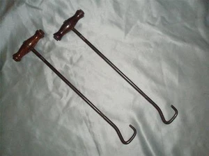 ANTIQUE WW1 ROSEWOOD Military EXTRA LONG BOOT PULLS - Picture 1 of 1