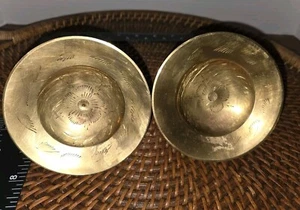 brass candle holders Vintage Retro Etched Trinket Tray Beautiful Floral Ornate - Picture 1 of 12