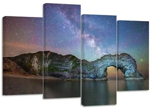The-Milky-Way-seen-behind- durdle door , split canvas prints - Picture 1 of 5