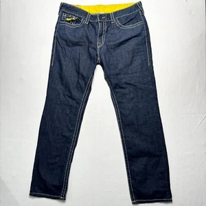 Pantalones de mezclilla True Religion para hombre 38 azules tiro medio relajados pierna recta cremallera mosca - Imagen 1 de 9