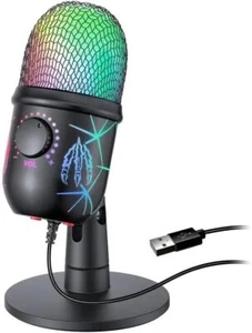 Gaming Mikrofon USB Computer Mikrofon für PC Mac PS4/5 Kondensator Podcast RGB - Bild 1 von 4