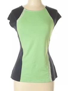 Bolle Size L Active T-Shirt Crew neckline Light Green Striped print Women's - Picture 1 of 3