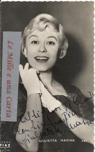 SIGNATURE_DEDICA E AUTOGRAFO ORIGINALI DI GIULIETTA MASINA SU FOTOGRAFIA PIAZ - Picture 1 of 1