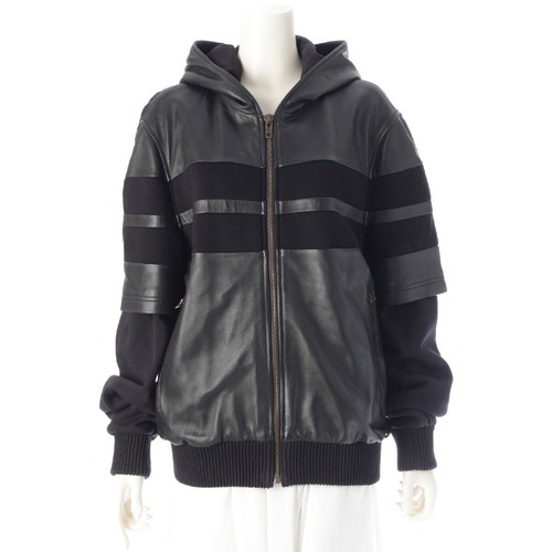 GIVENCHY Pelle di Agnello Finto Strato Zip Up Cappuccio Parker Giacche Bluson Top 13...