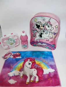 ZAINO UNICORNO MINNIE SET 4 PEZZI SCUOLA TEMPO LIBERO ASILO - Foto 1 di 1