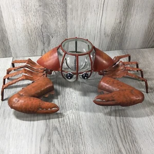 Decorative Tin Crab Candle Holder Tin body/Legs w/Open Glass Center 12x6x5 inch - Picture 1 of 15