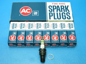 NOS Set (8) GM AC 44N Spark Plugs 1959 1960 1961 Chevrolet Impala Bel Air 348 - Picture 1 of 7