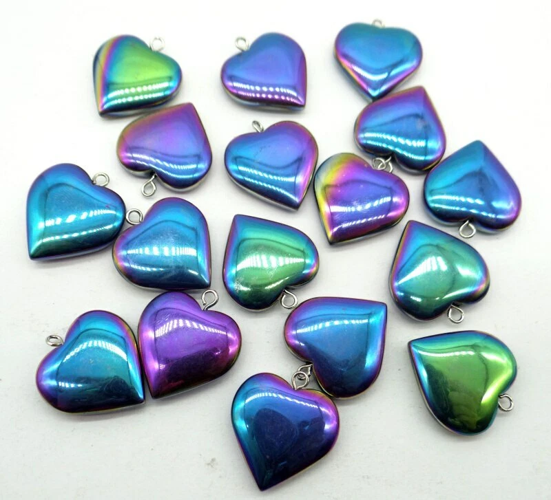 Colgante corazón mano hematita titanio natural 50 piezas para hacer joyas hágalo usted mismo nuevo GN Foto 1 de 2