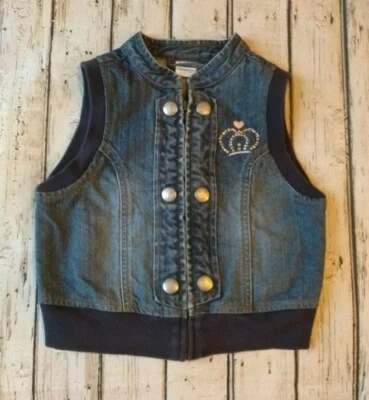 Gymboree Colegialas Rock Talla 5 Niñas Vaqueros Denim Chaleco Tiara Corona Corazón Cremallera Foto 1 de 4