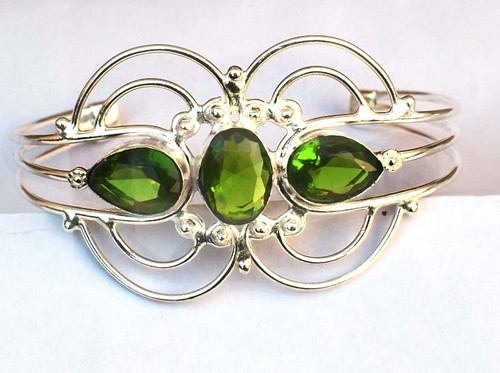 VALENTINO Bracciale regolabile gioielli argento sterling 925 pietra preziosa peridoto verde