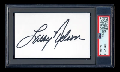 LARRY NELSON SIGNED INDEX CARD PSA/DNA AUTOGRAPHED 3 TIME MAJOR WINS GEM MINT 10 - Image 1 of 2