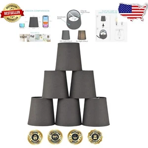Handmade Black Barrel Lamp Shades - 5.2" Clip-On Set for Traditional Chandeliers - Picture 1 of 8