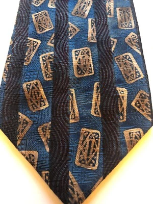 "Corbata de cuello Pierre Balmain azul marino y verde azulado 100 % seda hecha en EE. UU. 58""x4""" Foto 1 de 4