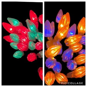 Vintage Christmas lights orange blue green red tested works - Picture 1 of 10