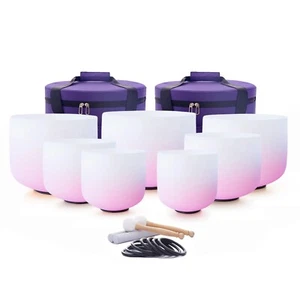 7-12 Zoll Chakra Farbverlauf rosa Quarz Kristall Singschalen 7er Set - Bild 1 von 6