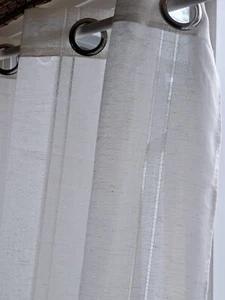 Sheer Curtain Panels Beige Linen Blend 37.5" x 84" Grommet Neutral Minimalist - Picture 1 of 9