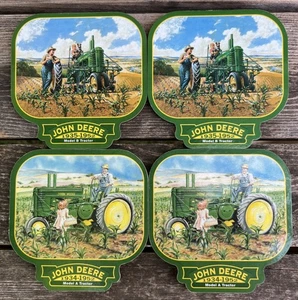 John Deere Set Of 4 Drink Coasters Model A & Model B Tractors Cork Backed - Picture 1 of 7