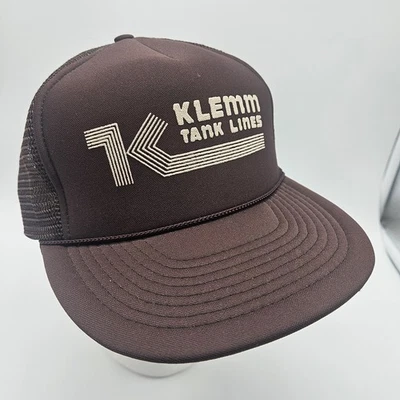 Gorra Klemm Tank Lines Trucker Snapback malla cuerda marrón vintage Foto 1 de 4
