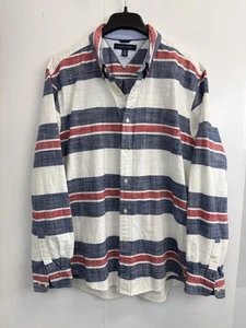 Tommy Hilfiger Men’s XL Long Sleeve Shirt White Red Blue Stripe Button Down - Picture 1 of 8