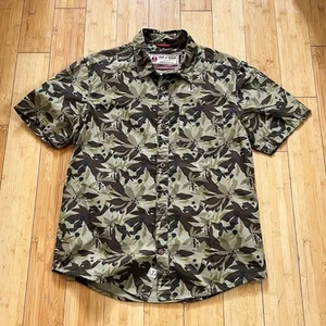 Iron And Resin Shirt Mens Small Short Sleeve Button Up Hawaiian Floral Beach - Picture 1 of 10