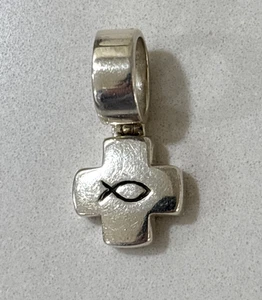 Stylish Signed Silpada 925 Sterling Ichthus Fish Cross Pendant Chunky S0866 - Picture 1 of 8