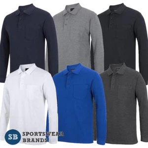 Mens Long Sleeve Polo Shirt Easy Care Casual Top Classic Pocket Work New 210PL - Picture 1 of 10