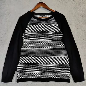 Talbots Sweater Women's Large White Black Fair Isle Knit Holiday Preppy Classic - Picture 1 of 10