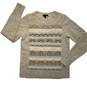 J Crew Fair Isle Nordic 100% Wool Sweater Women’s Small Jacquard Beige UK Preppy - Picture 1 of 8